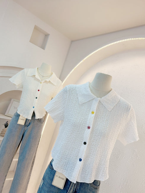 Casual Buttons Up Short Sleeves Tops
